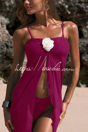 Ensemble bikini à bretelles avec jupe longue cache-cœur à fleurs