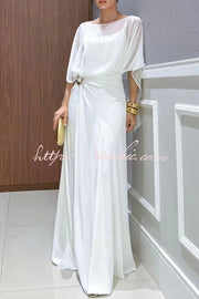 Chiffon Cape Top and Wide-Leg Pants Set for Women