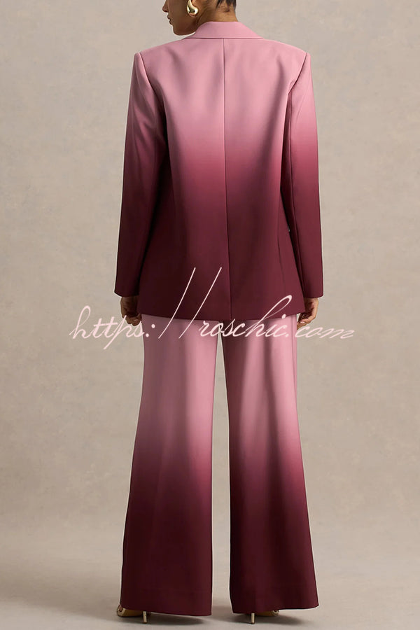 Ombre Satin Lapel Blazer – Single Button Loose Fit