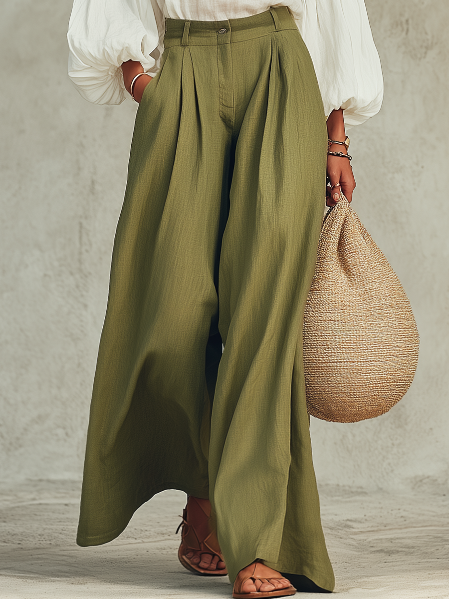 Puff Sleeve Wide-Leg Pants Set | Two-Piece Coord