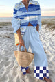 Sardine Print Oversized Shirt & Elastic Waist Pants Set