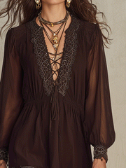 Chocolate Brown Embroidered Mini Dress | Coastal Style