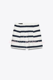 Striped Short Sleeve T-Shirt & High-Rise Loose Shorts Set