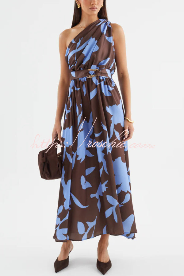 Printed One-Shoulder Maxi Dress – Vacation Casual Style