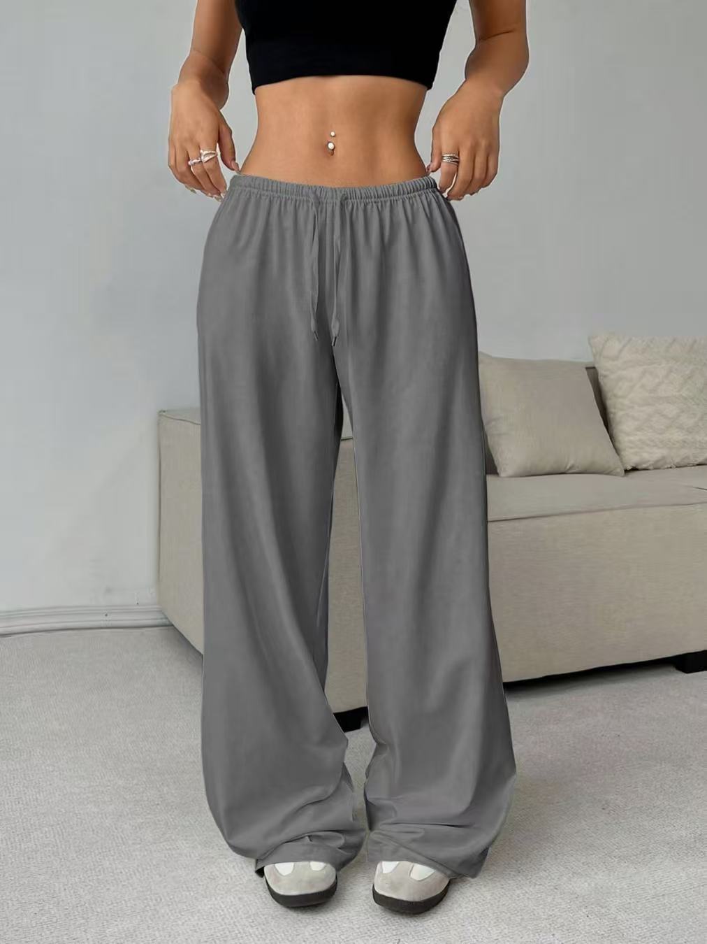 Women's Wide Leg Lounge Sweatpants, 1/2/3 Pack Solid Color Oversized Loose Casual Sports Trousers, Black & Gray