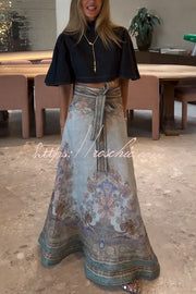 Denim Mock Neck Flutter Sleeve Crop Top | Vacation Style