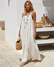 Solid Color Backless Cami Dress