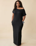 Solid Batwing Sleeve Lounge Dress