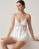 Lace Trim Satin Cami & Shorts Pajama Set