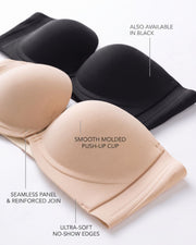 Double Front-Closure Strapless Bra