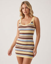 Retro Striped Knit Bodycon Mini Dress