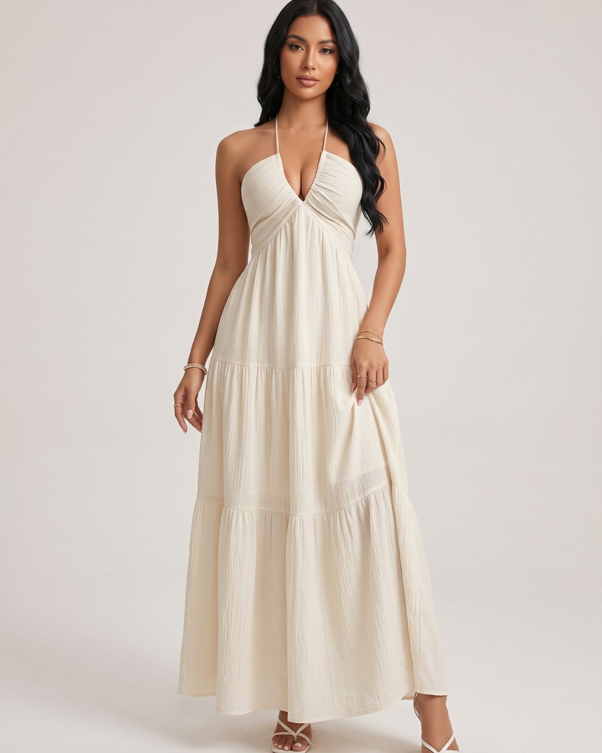 Women's Sleeveless Backless V-Neck Dress for Beach & Vacation