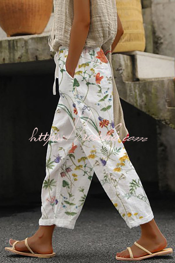 Women's Printed Loose-Fit Casual Pants with Pockets