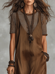 Boho Layered Sleeveless Jumpsuit – Loose Fit