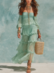 Mint Green Ruffled Two-Piece Skirt Set | Resort Wear
