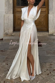 Women's V-Neck Sleeveless Maxi Dress with High Slit