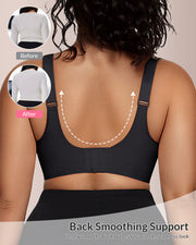 V-Neck Mesh Crossover Wireless Bra with Wide Straps