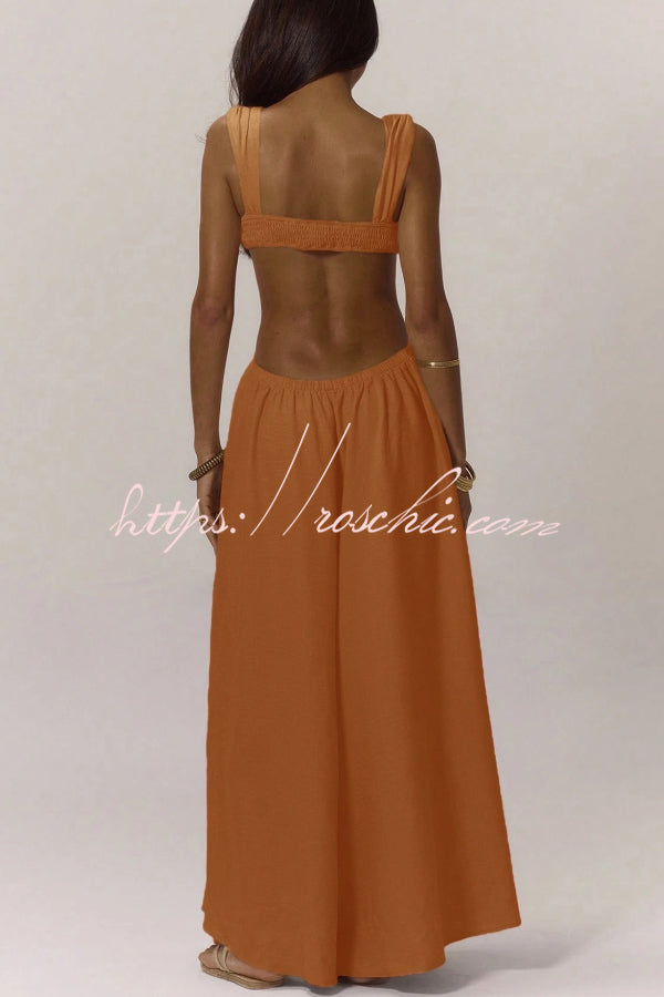 Women's Wide-Leg Jumpsuit – Square Neck Sleeveless Loose Fit
