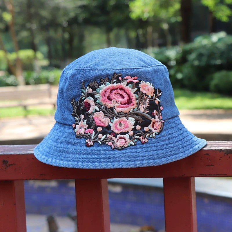 Embroidered Denim Bucket Hat | Ethnic Style
