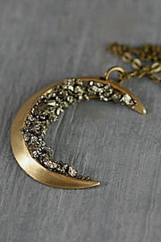 Vintage Moon Pendant Necklace in Gold-Tone Alloy