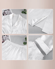 Feather-Trim Ice Silk Pajama Set
