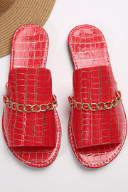 Chain Accent Flat Beach Sandals for Vacation