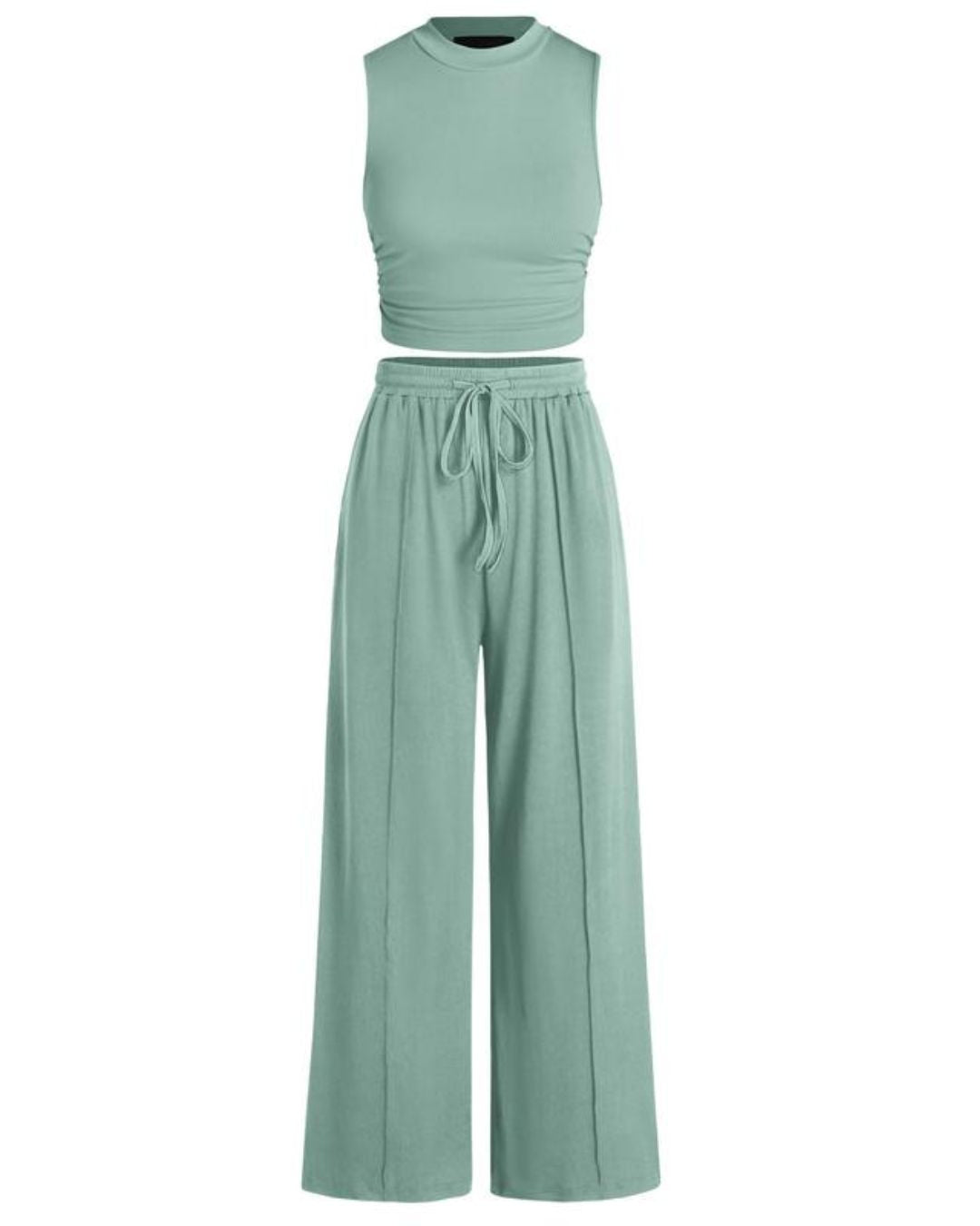 Sleeveless Knit Wide-Leg Lounge Set