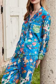 Carrot Rabbit Print Long Sleeve Two-Piece Lounge Set