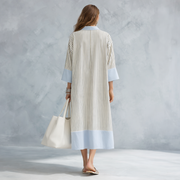 Striped Midi Dress | Breathable Fabric, Flattering Fit
