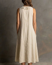 Ruffle-Front V-Neck Maxi Dress