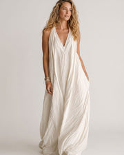 Flowy Boho V-Neck Halter Maxi Dress