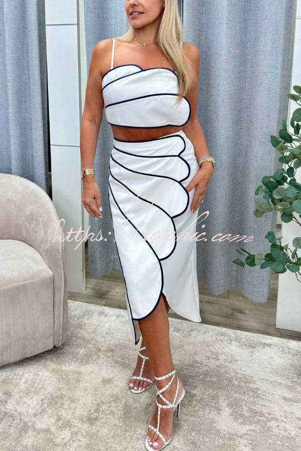 Spaghetti Strap Crop Top & Asymmetrical Midi Skirt Set