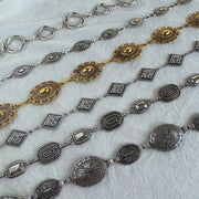Retro Geometric Metal Waist Chain – Gold & Silver