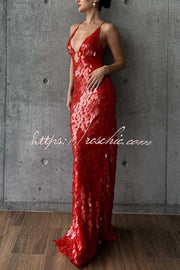 Fish Scale Sequin Cutout U-Neck Slip Maxi Dress