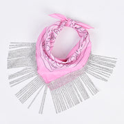 Retro Diamond Tassel Square Scarf – Polyester Accessory