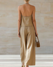 Sleeveless Vest & Wide-Leg Pants Set