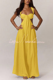 Women's Wide-Leg Jumpsuit – Square Neck Sleeveless Loose Fit