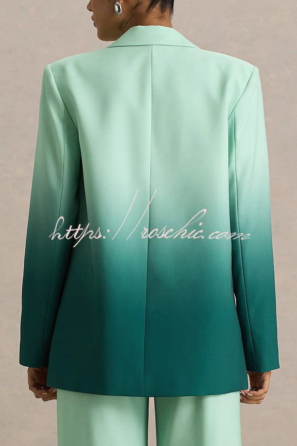Ombre Satin Lapel Blazer – Single Button Loose Fit