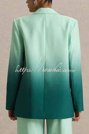 Ombre Satin Lapel Blazer – Single Button Loose Fit