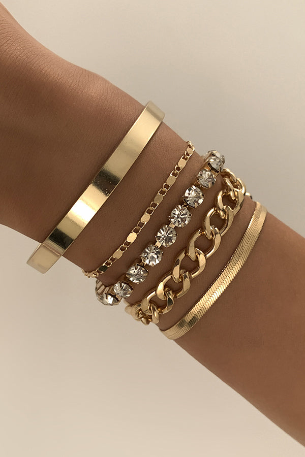 Ensemble de bracelets géométriques en strass personnalisés – Or et argent