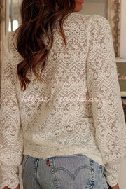Lace Long Sleeve V-Neck Shirt – Loose Fit Vacation Top