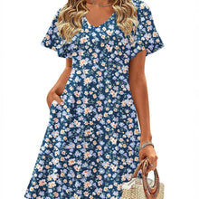 Duniii Floral Ruffle-Sleeve Swing Mini Dress with Pockets
