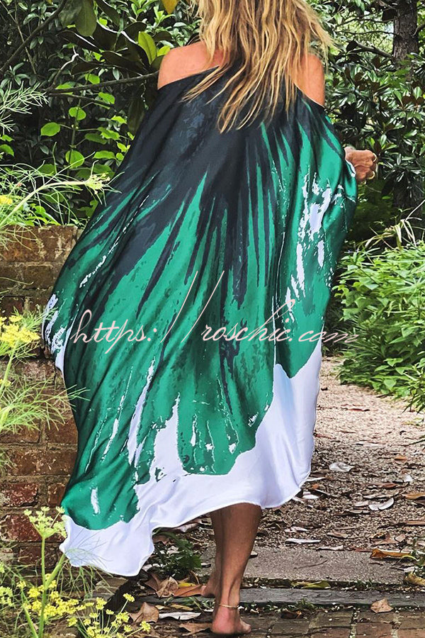 Floral Printed One Shoulder Maxi Dress – Loose Fit