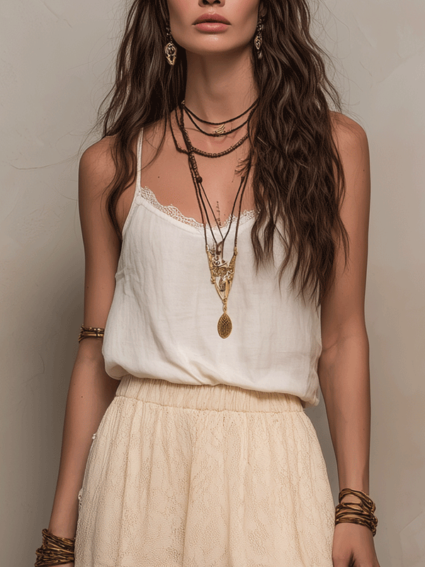 Ivory Pearl Accent Top and Skirt Set | Vintage Resort Wear