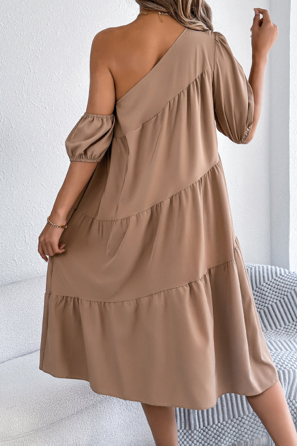 Robe midi ample pour femme – Col bateau, manches courtes, décontractée