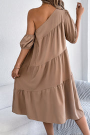 Robe midi ample pour femme – Col bateau, manches courtes, décontractée