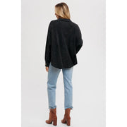 Women's Waffle Knit Shacket Batwing Sleeve Loose Fall Jacket Back to School