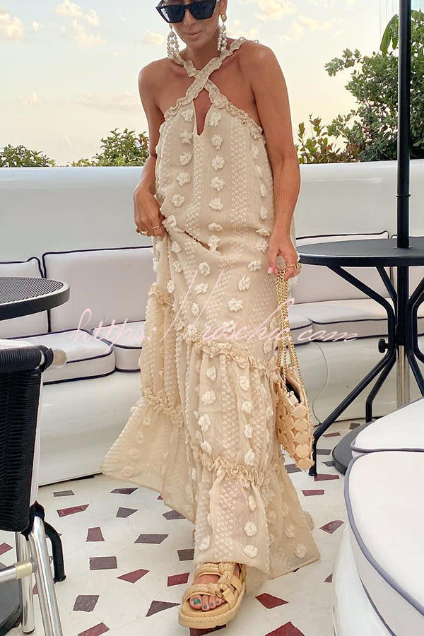 Floral Halter Maxi Dress – Sleeveless Beach Vacation Dress
