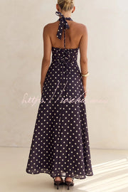 Robe longue dos nu à imprimé floral et col licou
