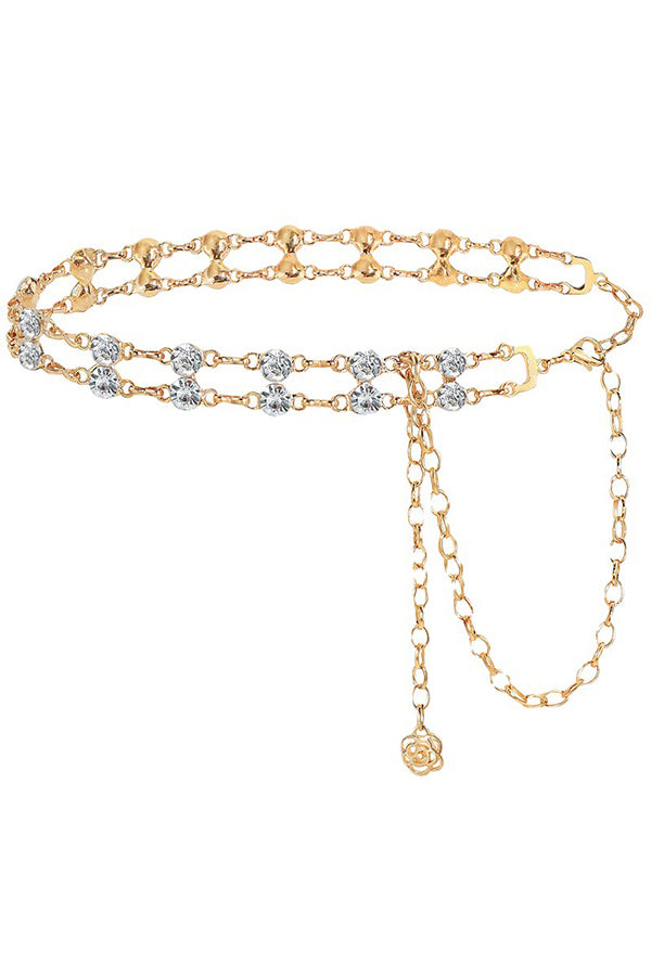 Rhinestone Chain Belt – Adjustable Gold & Silver Waist Chain